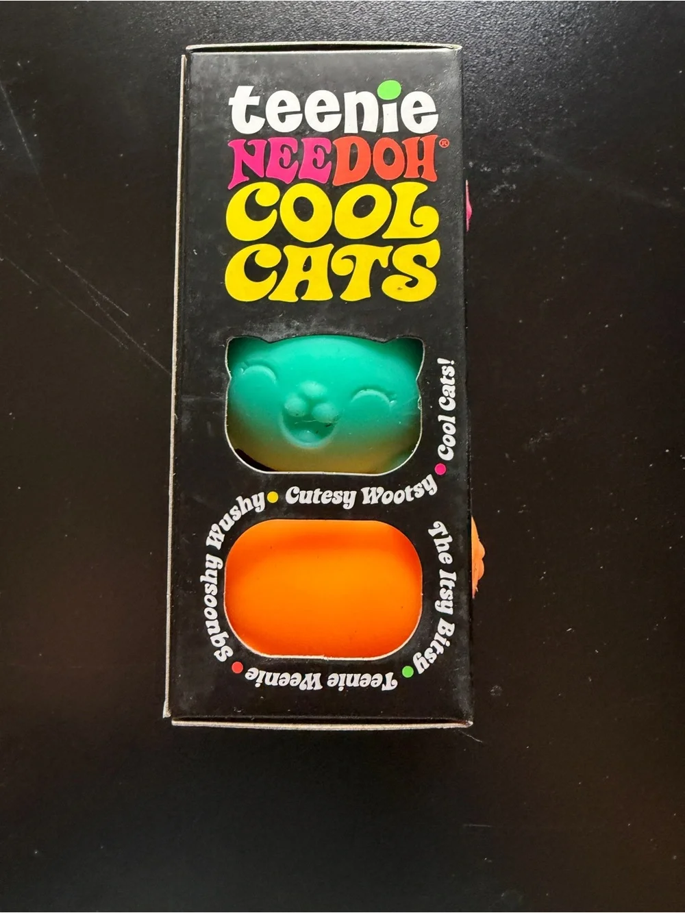 Nee Doh Schylling Teenie Cool Cats 3-pack Pink Orange Teal Squishy Sensory Toy